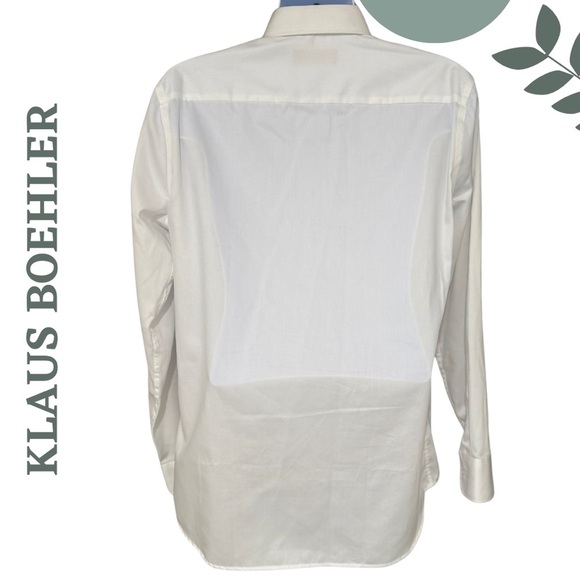 Klaus Boehler White 100% Cotton Dress Shirt | Classic Button Up | Size 16 / 41 - Picture 3 of 6